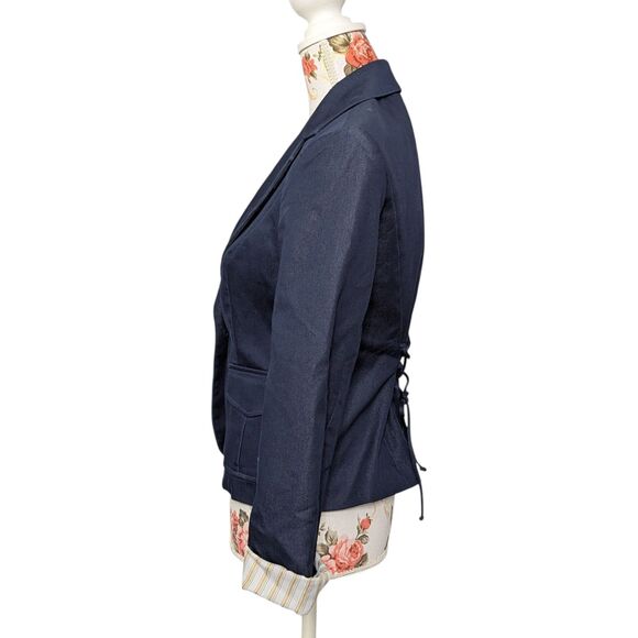 Donna Degnan Size 4 Blazer Tie Back Denim Look Office Siren Career Corpcore - Picture 6 of 11